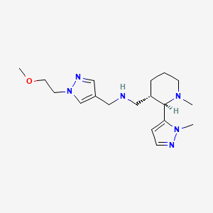 molecular formula C18H30N6O B6833265 N-[[1-(2-methoxyethyl)pyrazol-4-yl]methyl]-1-[(2R,3S)-1-methyl-2-(2-methylpyrazol-3-yl)piperidin-3-yl]methanamine 