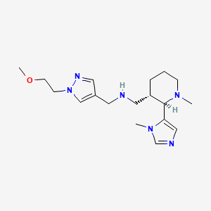 molecular formula C18H30N6O B6833270 N-[[1-(2-methoxyethyl)pyrazol-4-yl]methyl]-1-[(2R,3S)-1-methyl-2-(3-methylimidazol-4-yl)piperidin-3-yl]methanamine 