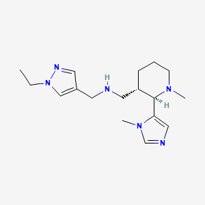 molecular formula C17H28N6 B6833279 N-[(1-ethylpyrazol-4-yl)methyl]-1-[(2R,3S)-1-methyl-2-(3-methylimidazol-4-yl)piperidin-3-yl]methanamine 