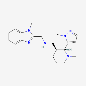 molecular formula C20H28N6 B6833441 N-[(1-methylbenzimidazol-2-yl)methyl]-1-[(2R,3S)-1-methyl-2-(2-methylpyrazol-3-yl)piperidin-3-yl]methanamine 