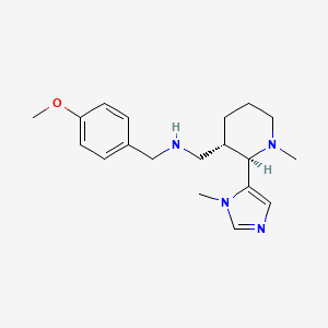 molecular formula C19H28N4O B6833454 N-[(4-methoxyphenyl)methyl]-1-[(2R,3S)-1-methyl-2-(3-methylimidazol-4-yl)piperidin-3-yl]methanamine 