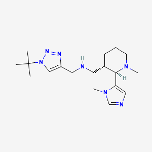 molecular formula C18H31N7 B6833456 N-[(1-tert-butyltriazol-4-yl)methyl]-1-[(2R,3S)-1-methyl-2-(3-methylimidazol-4-yl)piperidin-3-yl]methanamine 