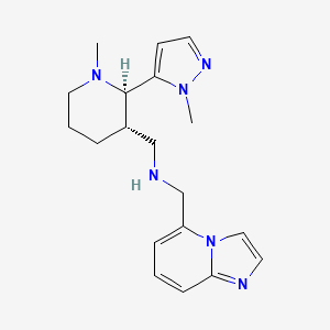 molecular formula C19H26N6 B6833513 N-(imidazo[1,2-a]pyridin-5-ylmethyl)-1-[(2R,3S)-1-methyl-2-(2-methylpyrazol-3-yl)piperidin-3-yl]methanamine 