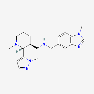 molecular formula C20H28N6 B6833516 N-[(1-methylbenzimidazol-5-yl)methyl]-1-[(2R,3S)-1-methyl-2-(2-methylpyrazol-3-yl)piperidin-3-yl]methanamine 