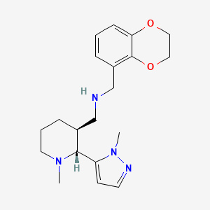 molecular formula C20H28N4O2 B6833581 N-(2,3-dihydro-1,4-benzodioxin-5-ylmethyl)-1-[(2R,3S)-1-methyl-2-(2-methylpyrazol-3-yl)piperidin-3-yl]methanamine 
