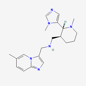 molecular formula C20H28N6 B6833602 N-[(6-methylimidazo[1,2-a]pyridin-3-yl)methyl]-1-[(2R,3S)-1-methyl-2-(3-methylimidazol-4-yl)piperidin-3-yl]methanamine 