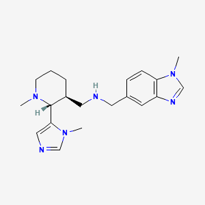 molecular formula C20H28N6 B6833603 N-[(1-methylbenzimidazol-5-yl)methyl]-1-[(2R,3S)-1-methyl-2-(3-methylimidazol-4-yl)piperidin-3-yl]methanamine 