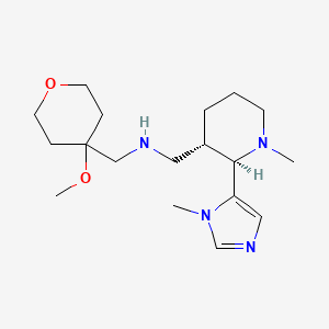 molecular formula C18H32N4O2 B6833655 N-[(4-methoxyoxan-4-yl)methyl]-1-[(2R,3S)-1-methyl-2-(3-methylimidazol-4-yl)piperidin-3-yl]methanamine 