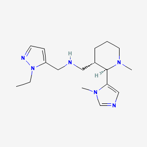 molecular formula C17H28N6 B6833699 N-[(2-ethylpyrazol-3-yl)methyl]-1-[(2R,3S)-1-methyl-2-(3-methylimidazol-4-yl)piperidin-3-yl]methanamine 