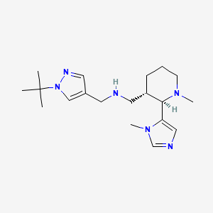 molecular formula C19H32N6 B6833768 N-[(1-tert-butylpyrazol-4-yl)methyl]-1-[(2R,3S)-1-methyl-2-(3-methylimidazol-4-yl)piperidin-3-yl]methanamine 