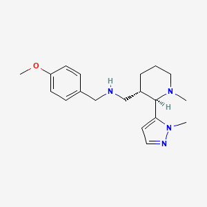 molecular formula C19H28N4O B6833784 N-[(4-methoxyphenyl)methyl]-1-[(2R,3S)-1-methyl-2-(2-methylpyrazol-3-yl)piperidin-3-yl]methanamine 