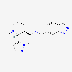 molecular formula C19H26N6 B6833785 N-(1H-indazol-6-ylmethyl)-1-[(2R,3S)-1-methyl-2-(2-methylpyrazol-3-yl)piperidin-3-yl]methanamine 
