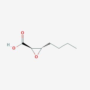 molecular formula C7H12O3 B068338 Oxiranecarboxylic acid, 3-butyl-, trans-(9CI) CAS No. 181378-55-2