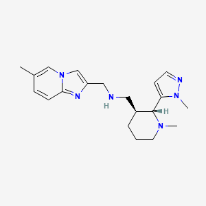 molecular formula C20H28N6 B6833824 N-[(6-methylimidazo[1,2-a]pyridin-2-yl)methyl]-1-[(2R,3S)-1-methyl-2-(2-methylpyrazol-3-yl)piperidin-3-yl]methanamine 