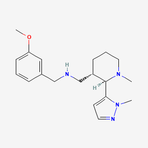 molecular formula C19H28N4O B6833830 N-[(3-methoxyphenyl)methyl]-1-[(2R,3S)-1-methyl-2-(2-methylpyrazol-3-yl)piperidin-3-yl]methanamine 