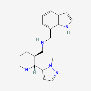 molecular formula C20H27N5 B6833855 N-(1H-indol-7-ylmethyl)-1-[(2R,3S)-1-methyl-2-(2-methylpyrazol-3-yl)piperidin-3-yl]methanamine 