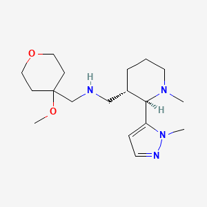 molecular formula C18H32N4O2 B6833882 N-[(4-methoxyoxan-4-yl)methyl]-1-[(2R,3S)-1-methyl-2-(2-methylpyrazol-3-yl)piperidin-3-yl]methanamine 