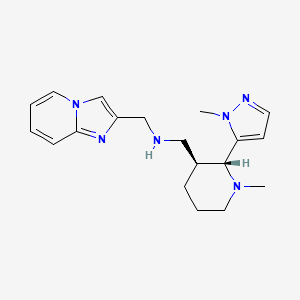 molecular formula C19H26N6 B6833895 N-(imidazo[1,2-a]pyridin-2-ylmethyl)-1-[(2R,3S)-1-methyl-2-(2-methylpyrazol-3-yl)piperidin-3-yl]methanamine 