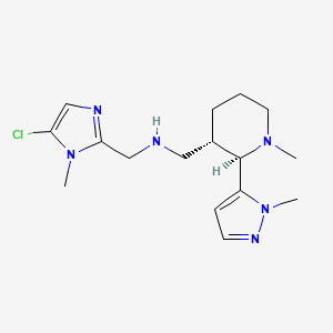 molecular formula C16H25ClN6 B6833897 N-[(5-chloro-1-methylimidazol-2-yl)methyl]-1-[(2R,3S)-1-methyl-2-(2-methylpyrazol-3-yl)piperidin-3-yl]methanamine 