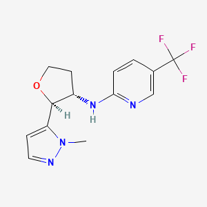 molecular formula C14H15F3N4O B6834030 N-[(2S,3S)-2-(2-methylpyrazol-3-yl)oxolan-3-yl]-5-(trifluoromethyl)pyridin-2-amine 