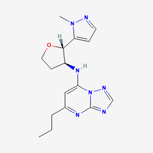 molecular formula C16H21N7O B6834146 N-[(2S,3S)-2-(2-methylpyrazol-3-yl)oxolan-3-yl]-5-propyl-[1,2,4]triazolo[1,5-a]pyrimidin-7-amine 