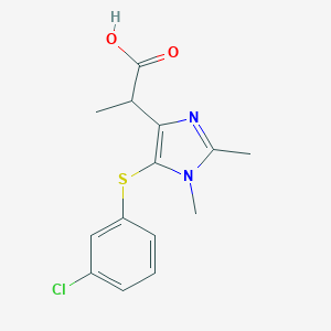 molecular formula C14H15ClN2O2S B068343 2-[5-(3-Chlorophenyl)sulfanyl-1,2-dimethylimidazol-4-yl]propanoic acid CAS No. 178979-92-5