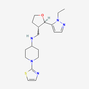 molecular formula C18H27N5OS B6834847 N-[[(2R,3S)-2-(2-ethylpyrazol-3-yl)oxolan-3-yl]methyl]-1-(1,3-thiazol-2-yl)piperidin-4-amine 