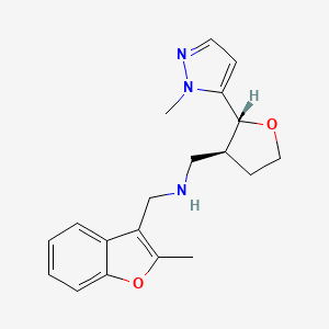 molecular formula C19H23N3O2 B6834866 N-[(2-methyl-1-benzofuran-3-yl)methyl]-1-[(2R,3S)-2-(2-methylpyrazol-3-yl)oxolan-3-yl]methanamine 