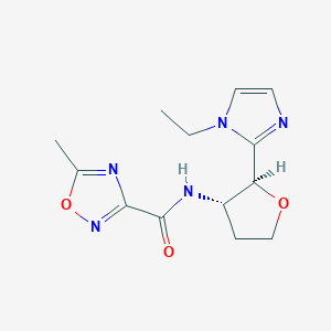 molecular formula C13H17N5O3 B6834903 N-[(2S,3S)-2-(1-ethylimidazol-2-yl)oxolan-3-yl]-5-methyl-1,2,4-oxadiazole-3-carboxamide 