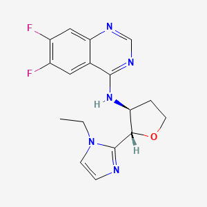 molecular formula C17H17F2N5O B6835288 N-[(2S,3S)-2-(1-ethylimidazol-2-yl)oxolan-3-yl]-6,7-difluoroquinazolin-4-amine 