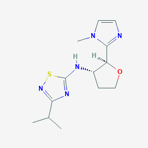 molecular formula C13H19N5OS B6835307 N-[(2S,3S)-2-(1-methylimidazol-2-yl)oxolan-3-yl]-3-propan-2-yl-1,2,4-thiadiazol-5-amine 