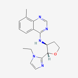 molecular formula C18H21N5O B6835310 N-[(2S,3S)-2-(1-ethylimidazol-2-yl)oxolan-3-yl]-8-methylquinazolin-4-amine 