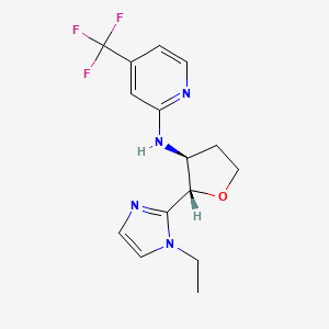 molecular formula C15H17F3N4O B6835395 N-[(2S,3S)-2-(1-ethylimidazol-2-yl)oxolan-3-yl]-4-(trifluoromethyl)pyridin-2-amine 