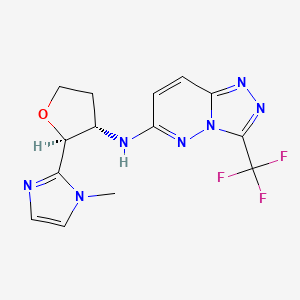 molecular formula C14H14F3N7O B6835406 N-[(2S,3S)-2-(1-methylimidazol-2-yl)oxolan-3-yl]-3-(trifluoromethyl)-[1,2,4]triazolo[4,3-b]pyridazin-6-amine 