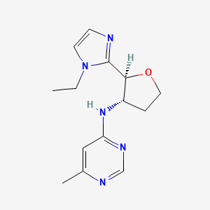 molecular formula C14H19N5O B6835417 N-[(2S,3S)-2-(1-ethylimidazol-2-yl)oxolan-3-yl]-6-methylpyrimidin-4-amine 