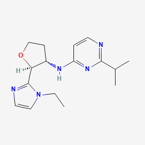 molecular formula C16H23N5O B6835445 N-[(2S,3S)-2-(1-ethylimidazol-2-yl)oxolan-3-yl]-2-propan-2-ylpyrimidin-4-amine 