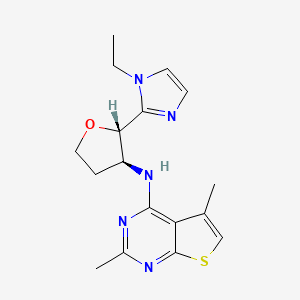 molecular formula C17H21N5OS B6835476 N-[(2S,3S)-2-(1-ethylimidazol-2-yl)oxolan-3-yl]-2,5-dimethylthieno[2,3-d]pyrimidin-4-amine 