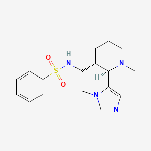 molecular formula C17H24N4O2S B6835582 N-[[(2R,3S)-1-methyl-2-(3-methylimidazol-4-yl)piperidin-3-yl]methyl]benzenesulfonamide 