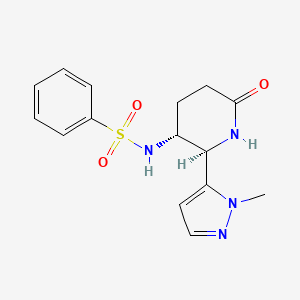 molecular formula C15H18N4O3S B6835584 N-[(2R,3R)-2-(2-methylpyrazol-3-yl)-6-oxopiperidin-3-yl]benzenesulfonamide 