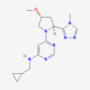 molecular formula C16H23N7O B6835864 N-(cyclopropylmethyl)-6-[(2S,4R)-4-methoxy-2-(4-methyl-1,2,4-triazol-3-yl)pyrrolidin-1-yl]pyrimidin-4-amine 