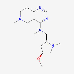 molecular formula C16H27N5O B6837245 N-[[(2S,4S)-4-methoxy-1-methylpyrrolidin-2-yl]methyl]-N,6-dimethyl-7,8-dihydro-5H-pyrido[4,3-d]pyrimidin-4-amine 
