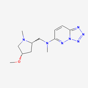 molecular formula C12H19N7O B6837268 N-[[(2S,4S)-4-methoxy-1-methylpyrrolidin-2-yl]methyl]-N-methyltetrazolo[1,5-b]pyridazin-6-amine 