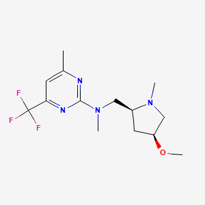 molecular formula C14H21F3N4O B6837288 N-[[(2S,4S)-4-methoxy-1-methylpyrrolidin-2-yl]methyl]-N,4-dimethyl-6-(trifluoromethyl)pyrimidin-2-amine 