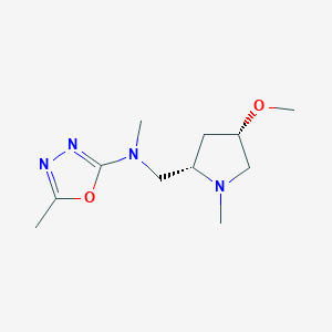 molecular formula C11H20N4O2 B6837297 N-[[(2S,4S)-4-methoxy-1-methylpyrrolidin-2-yl]methyl]-N,5-dimethyl-1,3,4-oxadiazol-2-amine 