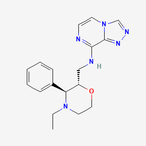 molecular formula C18H22N6O B6837352 N-[[(2S,3S)-4-ethyl-3-phenylmorpholin-2-yl]methyl]-[1,2,4]triazolo[4,3-a]pyrazin-8-amine 