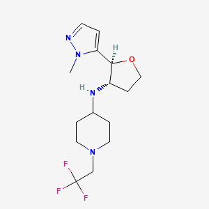 molecular formula C15H23F3N4O B6840126 N-[(2S,3S)-2-(2-methylpyrazol-3-yl)oxolan-3-yl]-1-(2,2,2-trifluoroethyl)piperidin-4-amine 