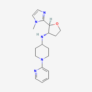molecular formula C18H25N5O B6840143 N-[(2S,3S)-2-(1-methylimidazol-2-yl)oxolan-3-yl]-1-pyridin-2-ylpiperidin-4-amine 