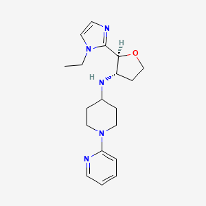 molecular formula C19H27N5O B6840147 N-[(2S,3S)-2-(1-ethylimidazol-2-yl)oxolan-3-yl]-1-pyridin-2-ylpiperidin-4-amine 