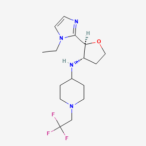 molecular formula C16H25F3N4O B6840167 N-[(2S,3S)-2-(1-ethylimidazol-2-yl)oxolan-3-yl]-1-(2,2,2-trifluoroethyl)piperidin-4-amine 