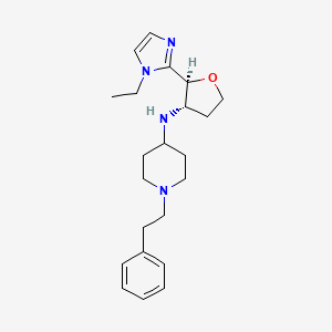 molecular formula C22H32N4O B6840169 N-[(2S,3S)-2-(1-ethylimidazol-2-yl)oxolan-3-yl]-1-(2-phenylethyl)piperidin-4-amine 